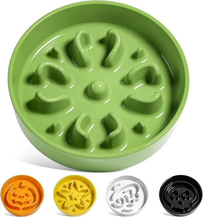 Smart LE TAUCI Ceramic Slow Feeder Dog Bowls Small Breed 0.6 Cups Dog Food Dish for Fast Eaters Puzzle Bowl for Small Dogs and Cats Clover GreenAbout ThisOverview Specialty