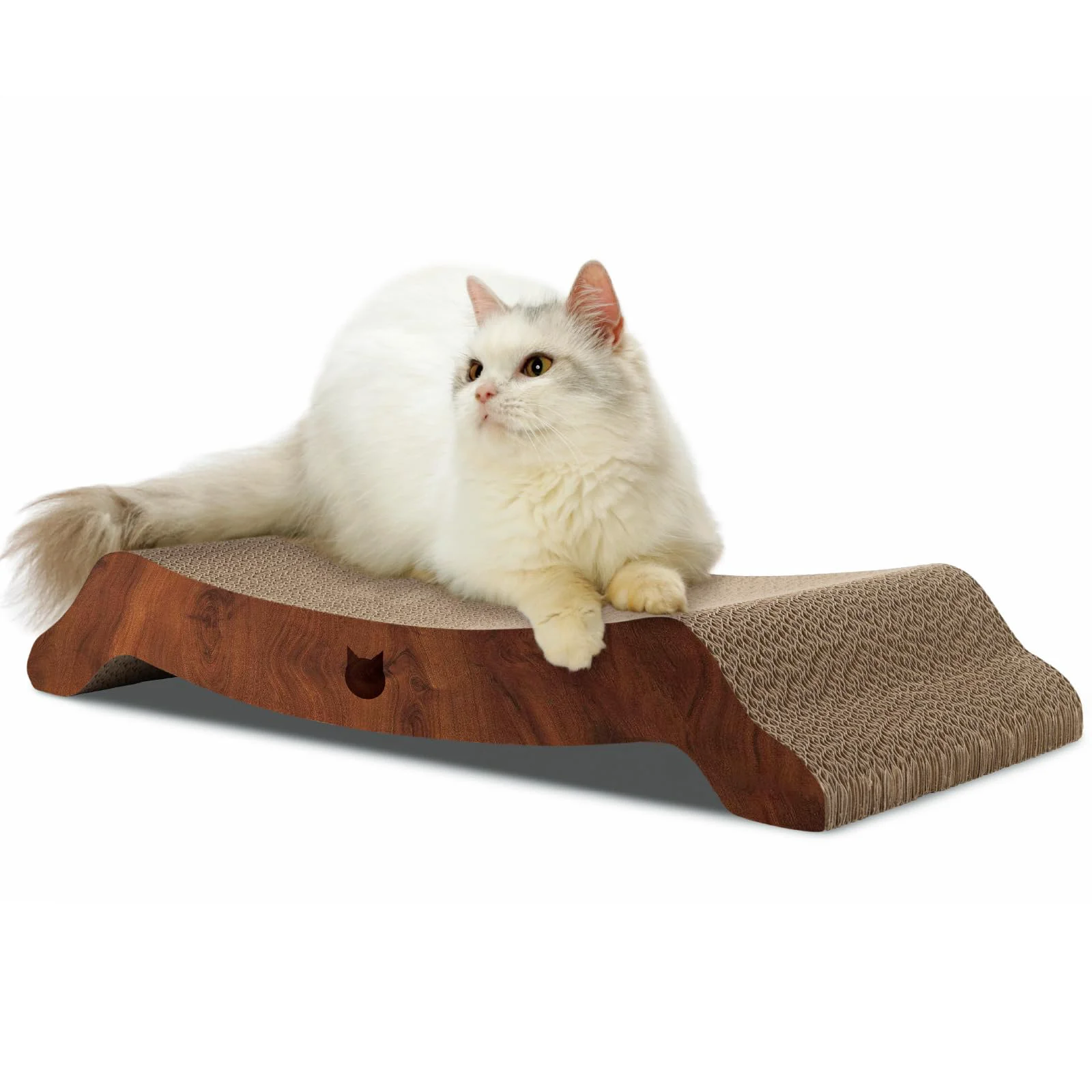 High-Performance NECOICHI Cardboard Cat Scratcher Bed – 22in Dark Cherry Horizontal Lounger with Reversible Use High-Quality