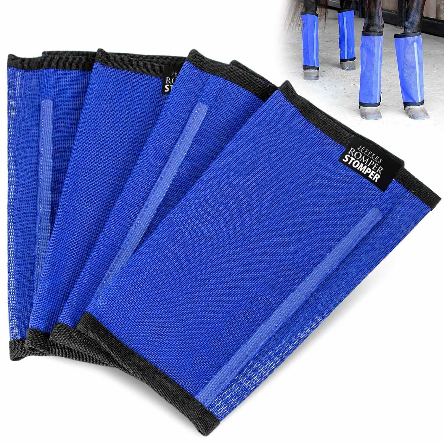Jeffers Romper Stomper Fly Boots for Horses Indigo – Medium 4 Pack Breathable Mesh Leg Wraps Consistent