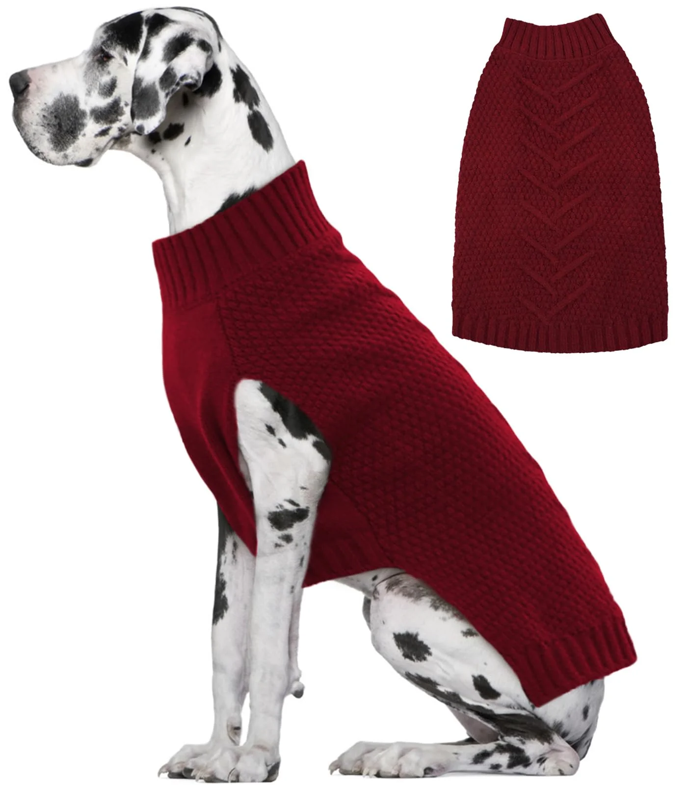 Eco-Friendly IECOii Big Dog Sweater - Extra Large Winter Coat for Doberman Great Dane Dark Red 4XL-5XL Elegant