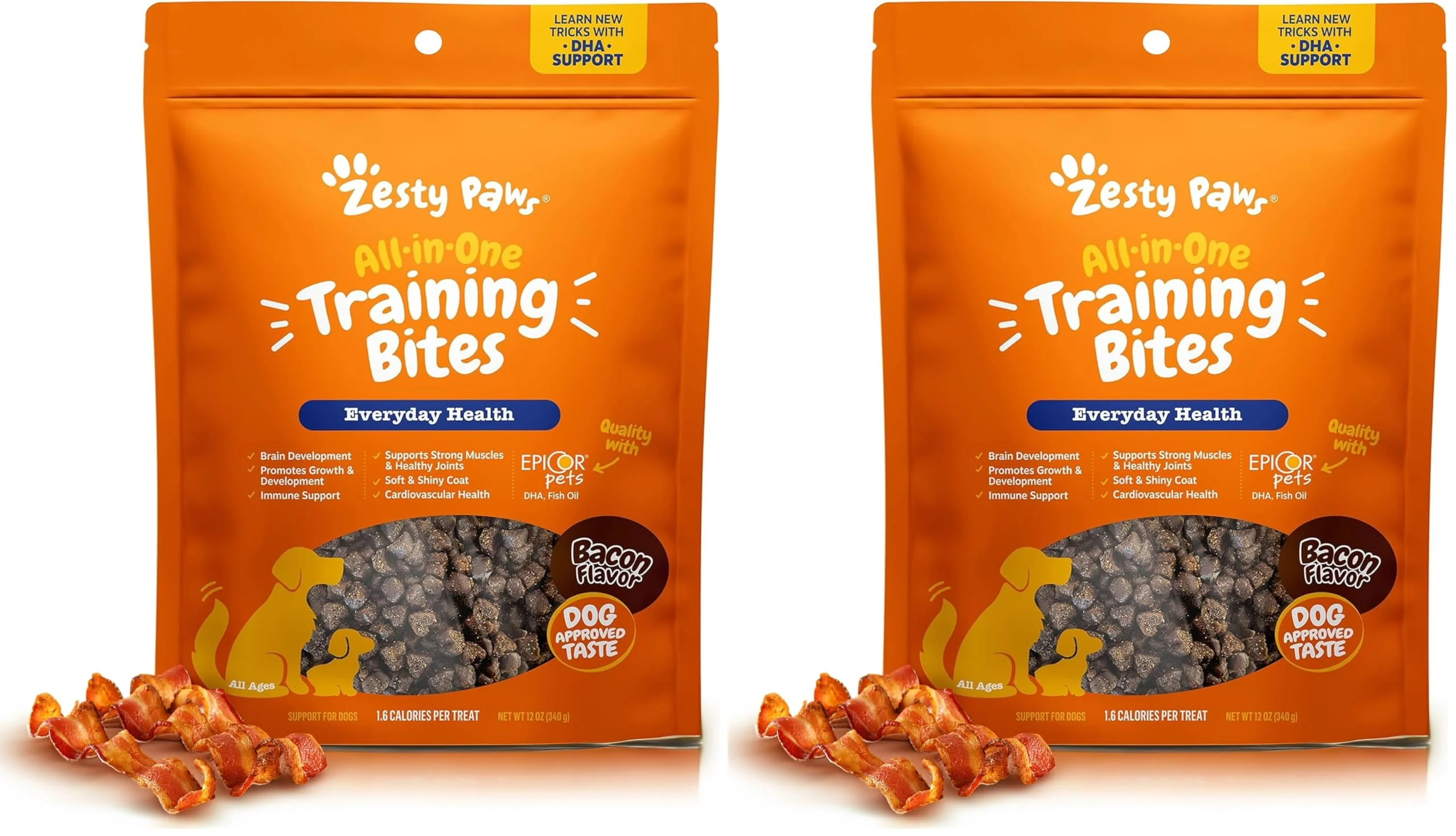 Innovative Zesty Paws Training Treats for Dogs Puppies – Bacon Flavor 12oz Pack of 2 Contemporary