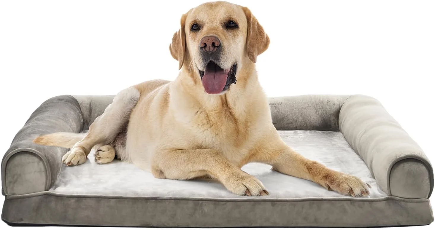 Durable Amazon Basics Dog Bed with Cooling Gel Memory Foam Pressure-Relief Support for Dogs up to 90lbs Non-Slip Bottom Machine Washable Cover Extra Large Sized 44 x 35 Brown Official