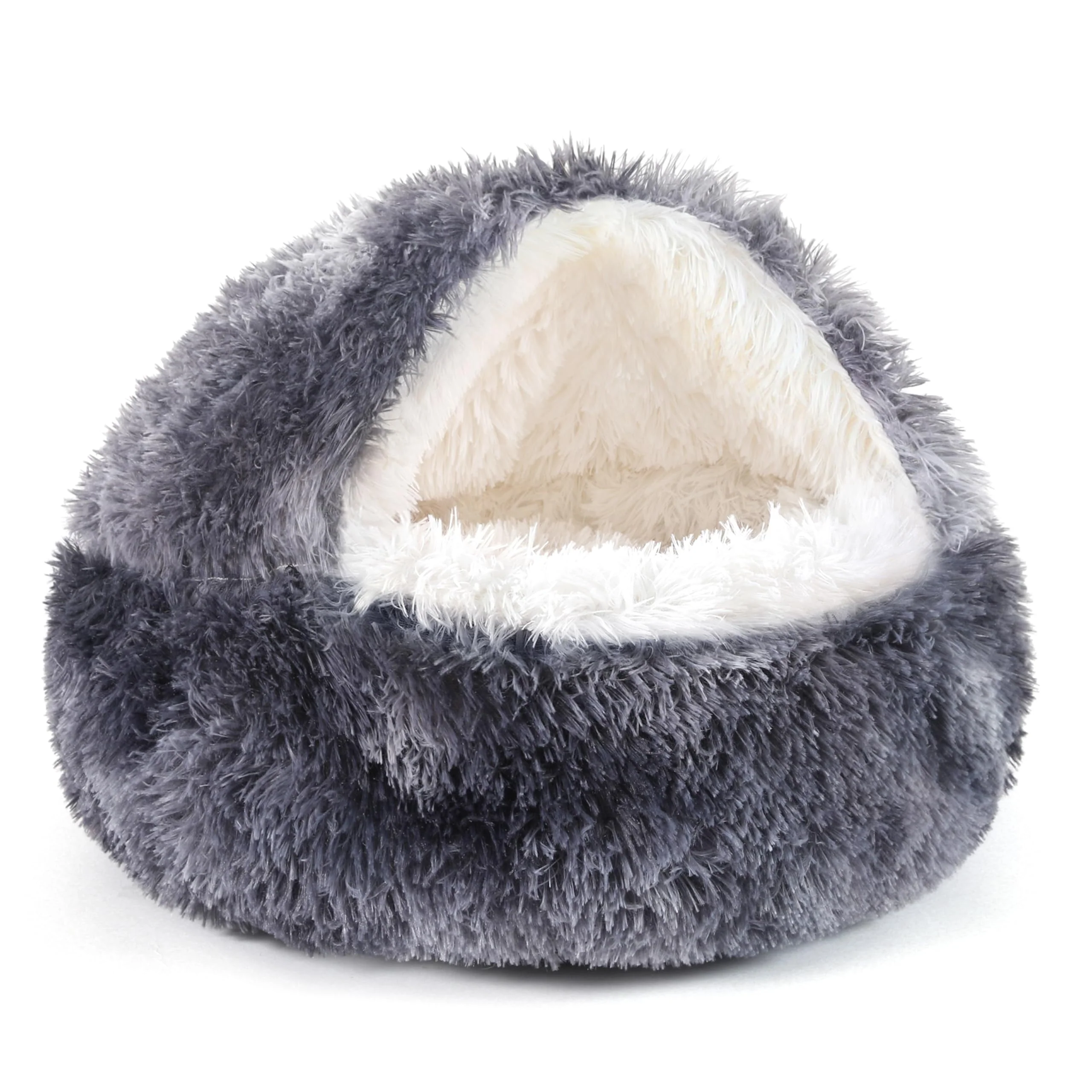 Premium Material NOYAL Round Hooded Donut Bed – Plush Anti-Anxiety Pet Bed for Small Medium Pets Durable
