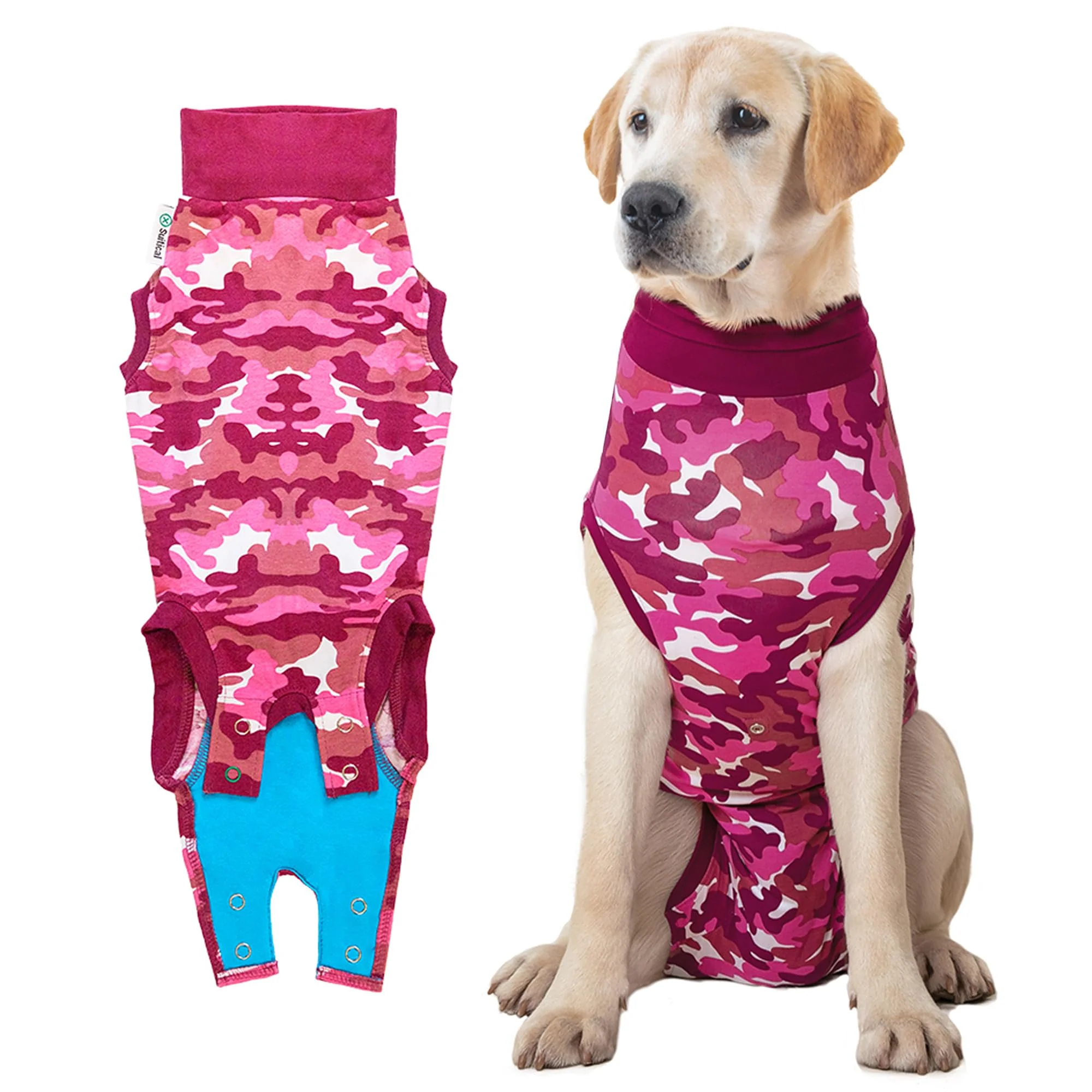 Elegant Suitical Recovery Suit for Dogs – Pink Camouflage Size L Neck-to-Tail 26.4–29.9 in Chest 31–42 in Modern