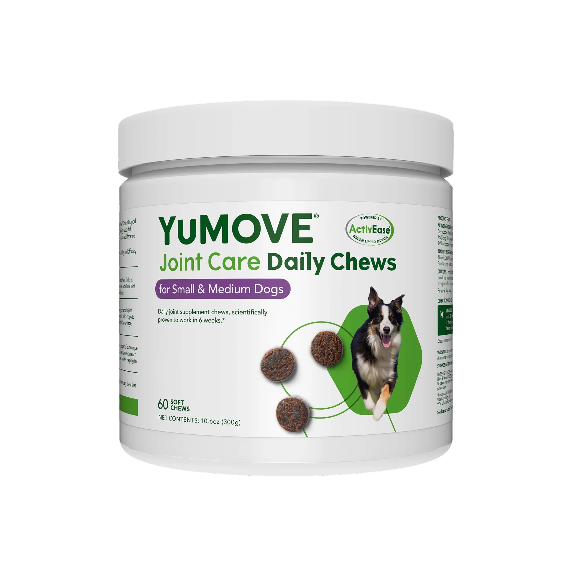 Optimized YuMOVE Hip Joint Supplement for Dogs – Glucosamine Green-Lipped Mussel Hyaluronic Acid Omega-3 60 Chews Small Medium Comfortable