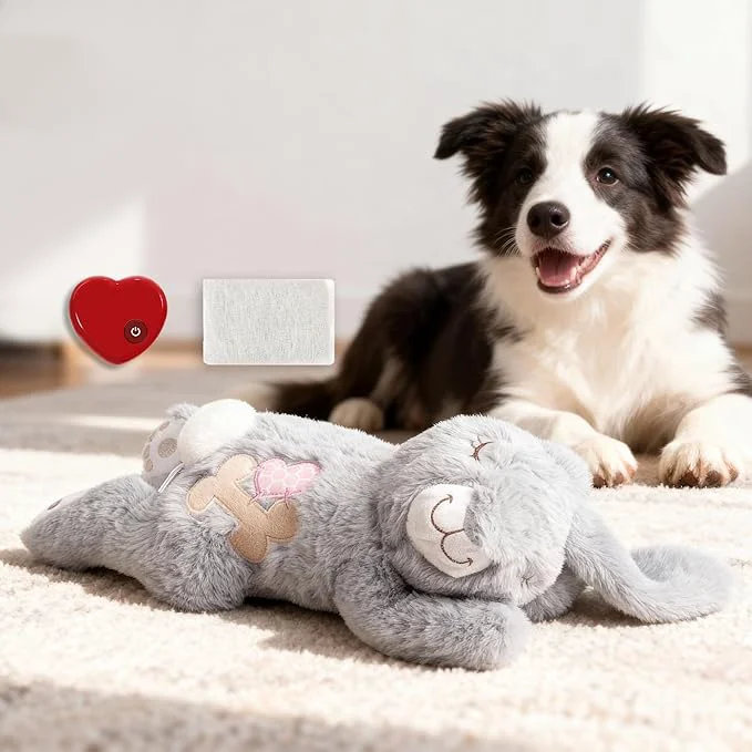 Sustainable PetPrime Dog Heart Beat Puppy Plush Rabbit Toy - with Warmer Bag Pet Soft Anxiety Puppy Relief Toy Heartbeat Stuffed Animal Sleeping Buddy Anxiety Dog Toy Grey Rabbit About This Trusted