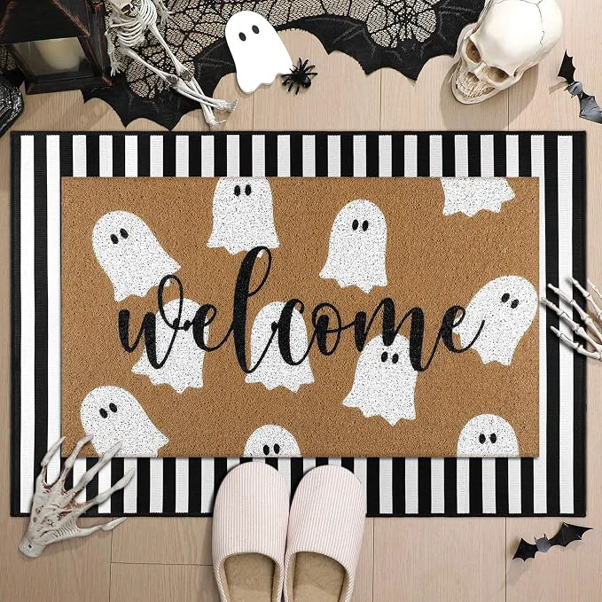 Original Tinideya 2 Pcs Door Mat Welcome Non Slip Coir Mats Floor Layering Doormats Stylish