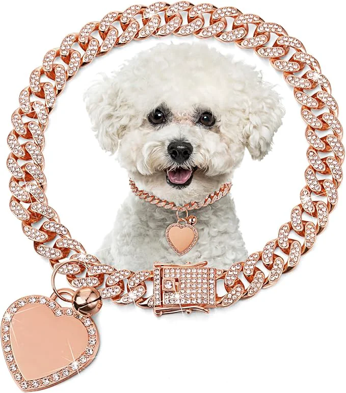 Solid Hillban Dog Chain Gold-Plated Diamond Collar Smart