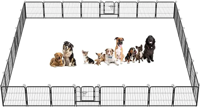 Solid Pet Dog Playpen 24 Inch 32 Panels Heavy Duty Metal Pet Exercise Pen Fine