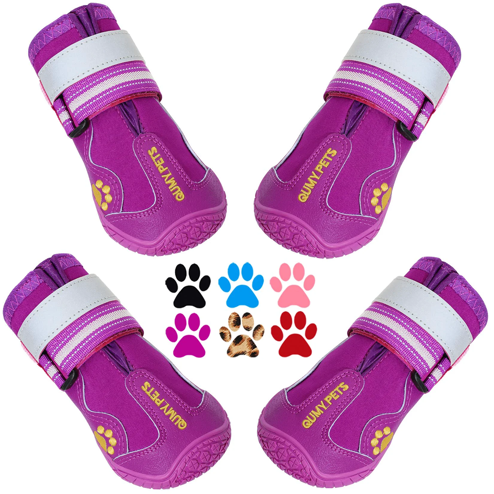 Durable QUMY Dog Shoes for Large Medium Dogs Winter Snow Hot Pavement Enhanced