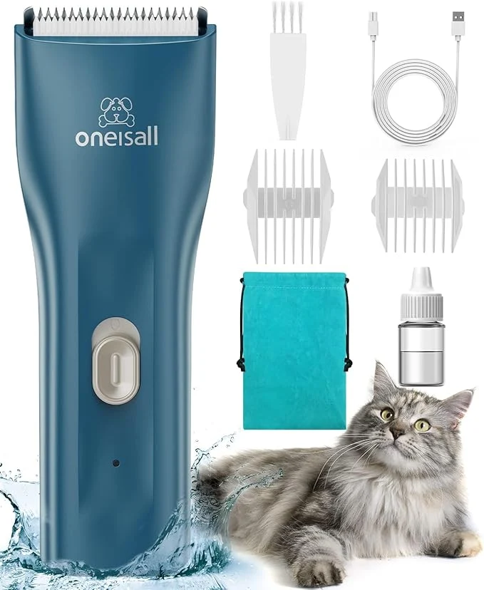 Top-Quality oneisall Pet Clipper for Cat Matted Hair Pet Shaver for Cats Quiet Pet Clippers Waterproof Cordless Cat Clippers for Matted Long Hair with Storage Bag Green Safe