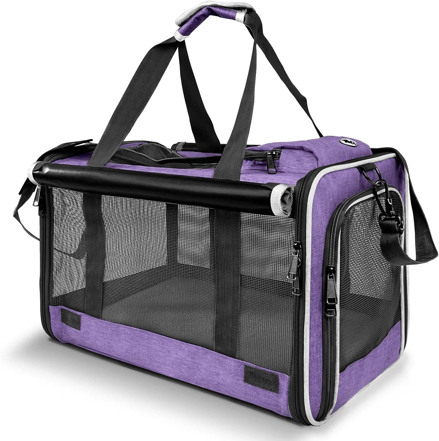Solid Carrying Bag for Yorkie Dog Travel Kennel Ventilated Softside Pet Carrier Tiny Dog Crate for Teacup Poodle 12lb Large Kitty Transport Cage with Cover Chihuahua Supply Purple Verified