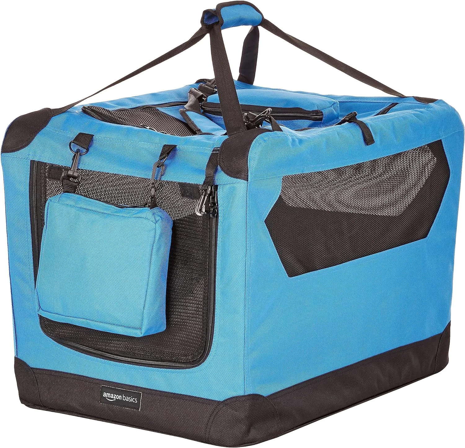 Effective Amazon Basics Folding Portable Soft Pet Dog Crate Carrier Kennel 26 x 18 x 18 inches Blue High-Grade