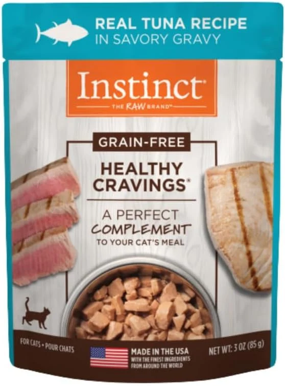 High-Performance Instinct Healthy Cravings Grain Tuna Recipe Natural Wet Cat Food Topper by Nature's Variety 3 oz. Pouches Case of 24 Long-Lasting