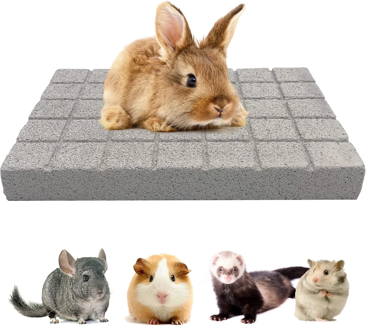 High-Performance BNOSDM Rabbit Grinding Claw Pads Natural Hamster Lava Stone Teeth Grinding Scratching Pad Chew Toy for Small Animals Minimalist