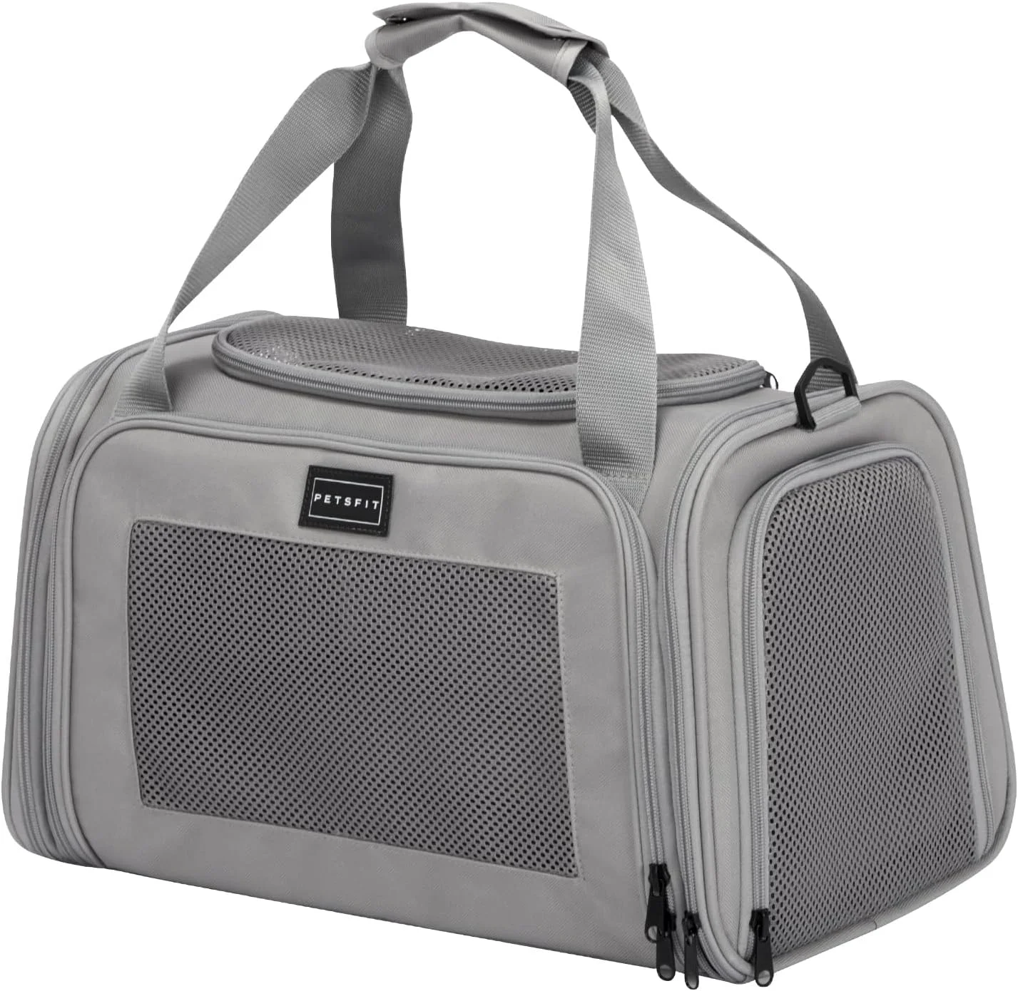 Safe PETSFIT Cat Carrier Airline Soft Carrier for Small and Medium Cats Under 12 Lbs Soft Cat Travel Bag Kitten Carrier with Extendable Mat Grey Smart