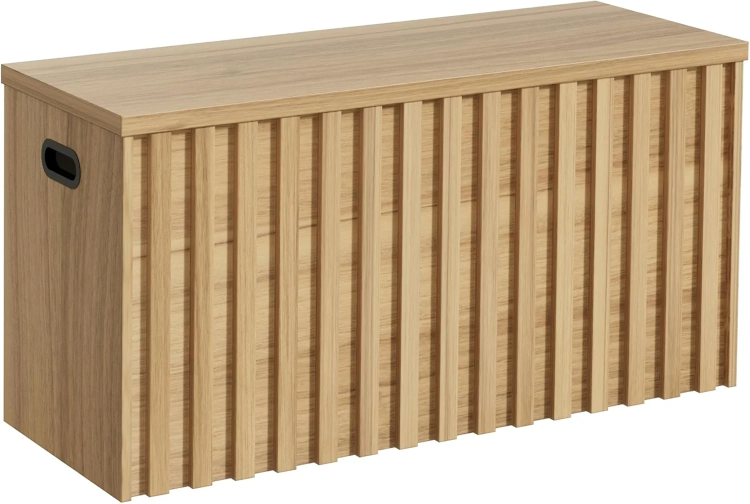 Reusable UEV Storage Bench 39.4 Wood Box Storage Trunk with 2 Safety Hinges Ottoman Storage Chest Fluted Storage Bench for Bedroom Entryway Living Room Natural Wood Comfortable