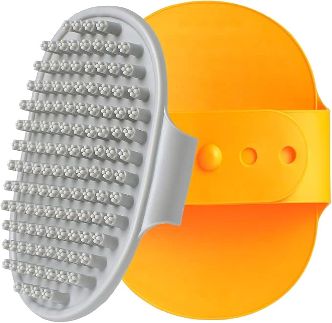 Superior Dog Grooming Brush Pet Shampoo Bath Brush Shedding Soothing Massage Rubber Comb Pure