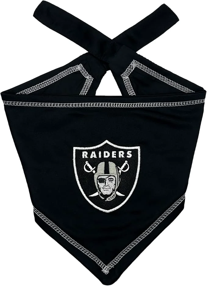 Fashionable Pets First NFL Las Vegas Raiders TIE Bandana Large X-Large. Dog Bandana Scarf Versatile