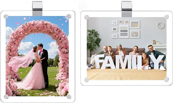 Top-Quality 2 Pack Magnetic Car Visor Photo Holder – Personalized Acrylic Clip Relaxed