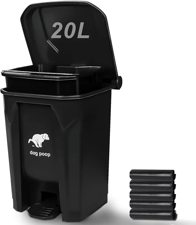 Carefully Designed Dog Poop Trash Can Outside 20L 5Gallon Pedal and Removable Inner Waste Bin High-Grade