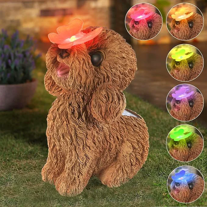Lightweight Dog Statues Outdoor Decor Solar Lights Outdoor Statue Garden Decorations Solar Eco-Friendly