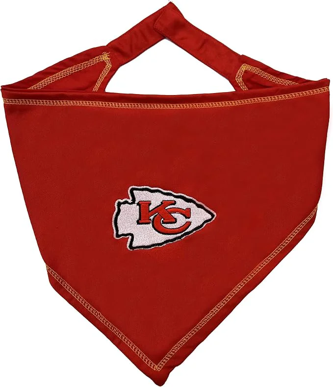 Pure NFL Kansas City Chiefs TIE Bandana Large X-Large. Dog Bandana Scarf Bib Detailed