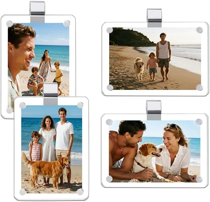 User-Friendly 4 Pack Magnetic Car Visor Photo Holder – Personalized Acrylic Clip High-Grade