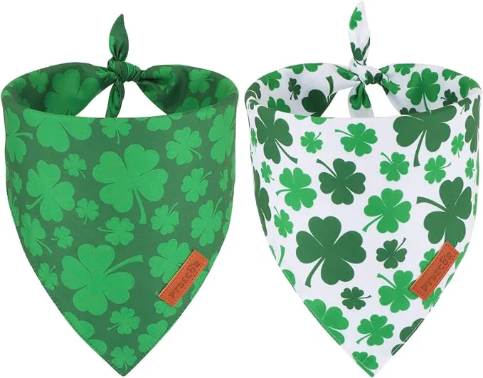 Secure PTDECOR St. Patrick's Day Dog Bandana Reversible Dog Scarf High-End