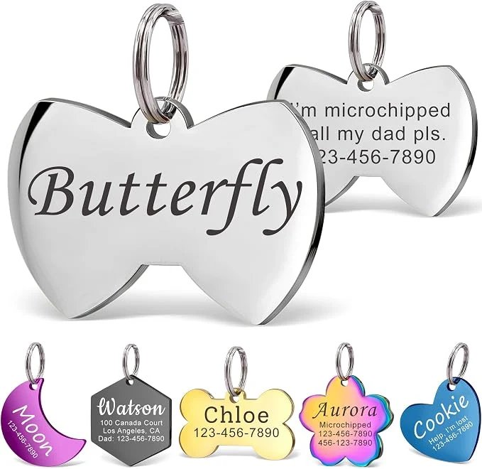 Selected Anavia Personalized Pet ID Tags Stainless Steel Glossy Laser Engraved Dog Cat Elegant