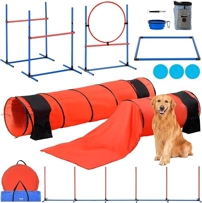 Traditional VEVOR Dog Agility Course Backyard Set 2 Tunnels High-Grade