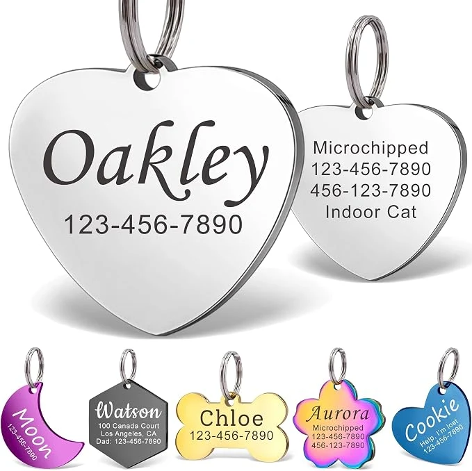 First-Class Anavia Personalized Pet ID Tags Stainless Steel Glossy Laser Engraved Dog Cat Soft