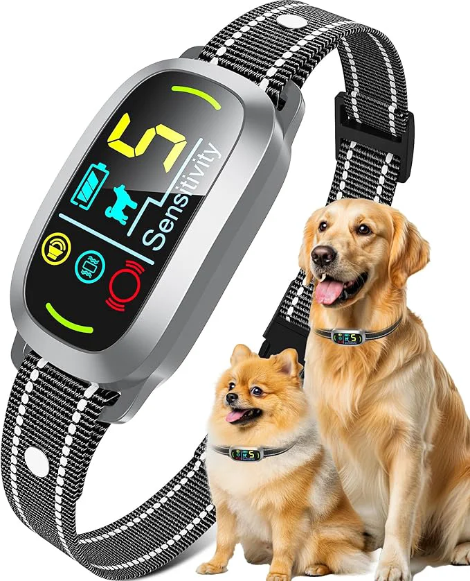 Breathable Smart AI Bark Collar for Large Medium Small Dogs Anti Barking Device with 5 Training Modes Exclusive Forced Bark-Stopping Rechargeable Dog Bark Collar with 5 Sensitivity IP67 WaterproofAbout ThisOverview Premium