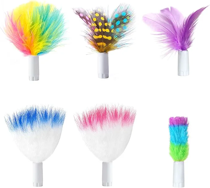 Sophisticated ORSDA 6Pcs Interchangeable Attachments Cat Feather Toys Replaceable Feathers and Fluffy Toy AccessoriesAbout This Powerful