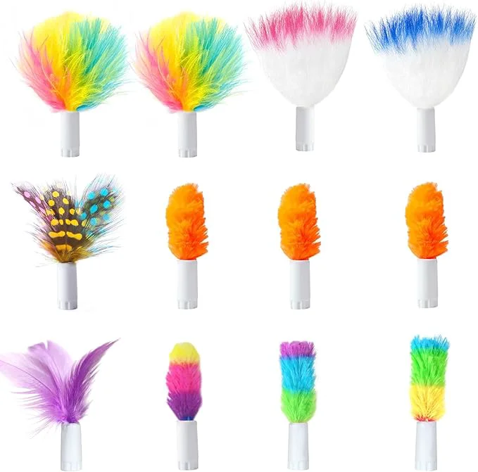 Artisan ORSDA 12Pcs Interchangeable Attachments Cat Feather Toys Replaceable Feathers and Fluffy Toy AccessoriesAbout This Official