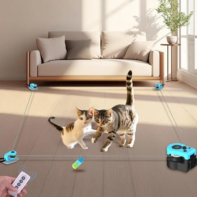 Efficient Upgrade Interactive Cat Toys - Automatic Cat Toys for Bored Indoor Adult with Remote Control 3 Speeds Indoor Cat Chase Hunting Feather Toys for Fitness Playtime Energy Release Sky Blue About This First-Class