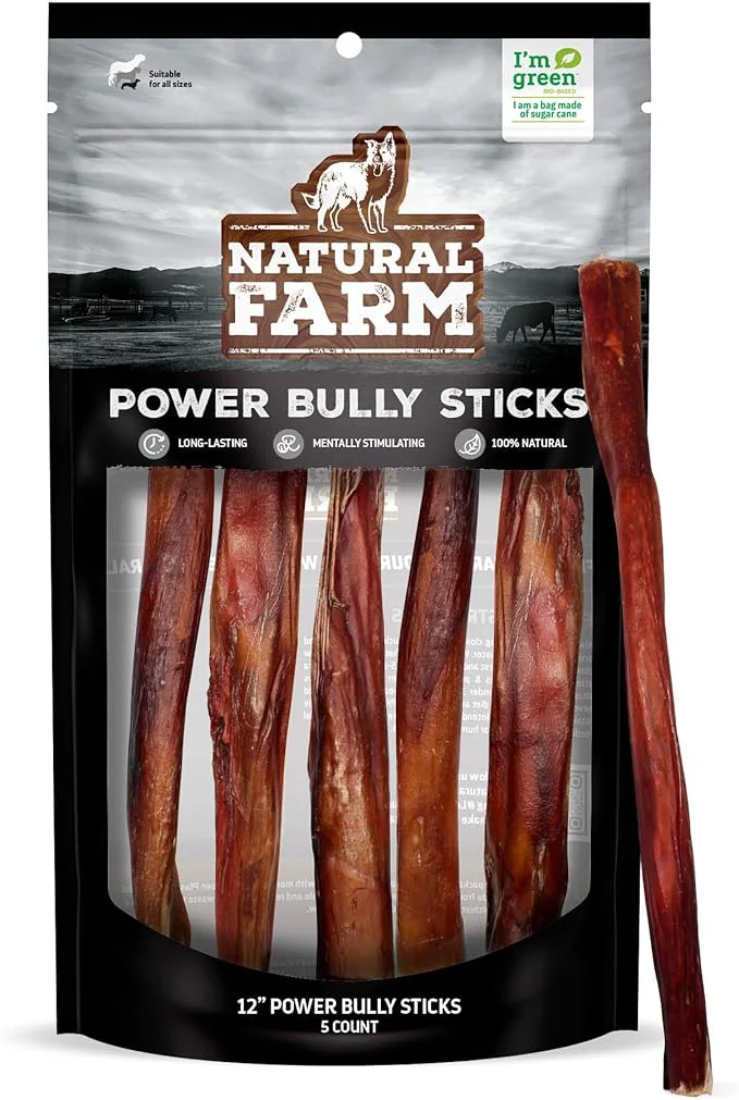 Carefully Designed Natural Farm Power Bully Sticks Dog Chews 12 5-Pack 2-in-1 Power Chews Premium Beef Cheek Wrapped in Beef Pizzle Great Dog Dental Treats for Small Medium Large DogsAbout This Prestigious