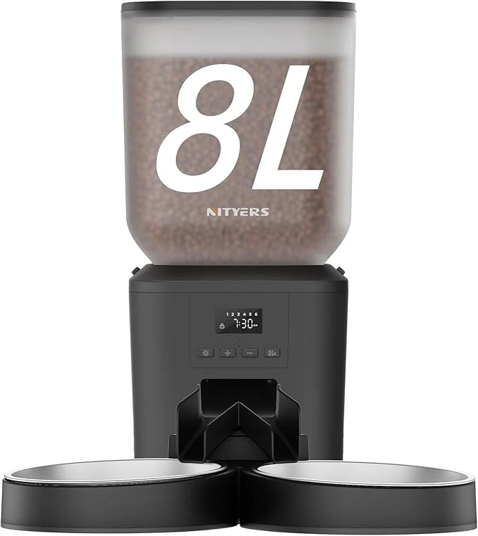 Smooth Automatic Cat Feeder for 2 Cats - 8L 34 Cups Large Capacity Auto Cat Food Dispenser with LCD Screen 2 Food Trays Timed Feeder Up to 50 Portions 6 Meals Per Day Keep FreshAbout ThisOverview Stylish