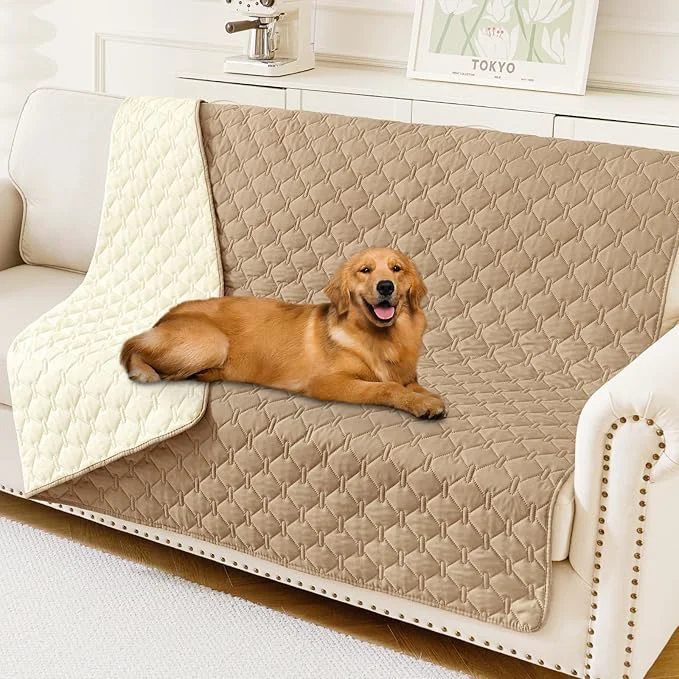 World-Class Smiry Waterproof Dog Bed Cover Blanket Soft Reversible Pet Blanket Washable Leakproof Cats Dogs Couch Cover for Sofa Couch Furniture Plaid 52x82 Inch Camel Beige About ThisOverview Artisan