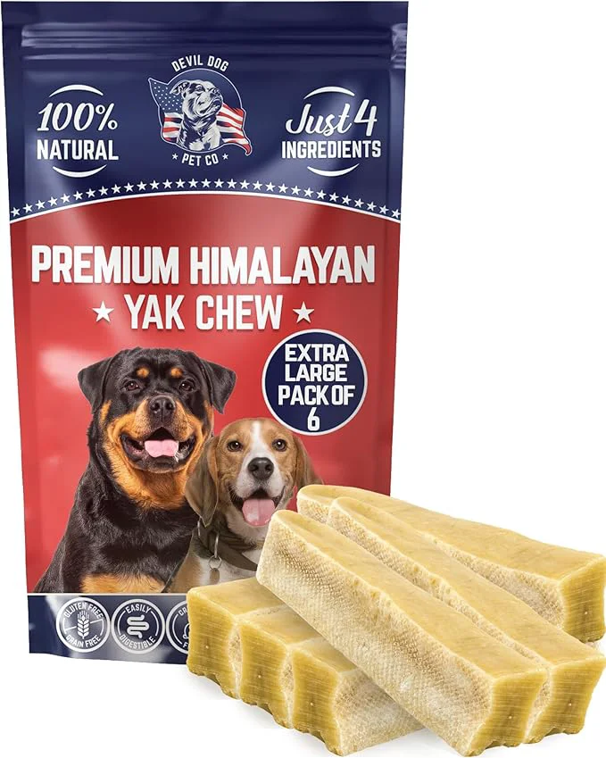 Eco-Friendly Devil Dog Pet Co. Himalayan Yak Cheese Dog Chews Extra Large - 6 Pack Authentic