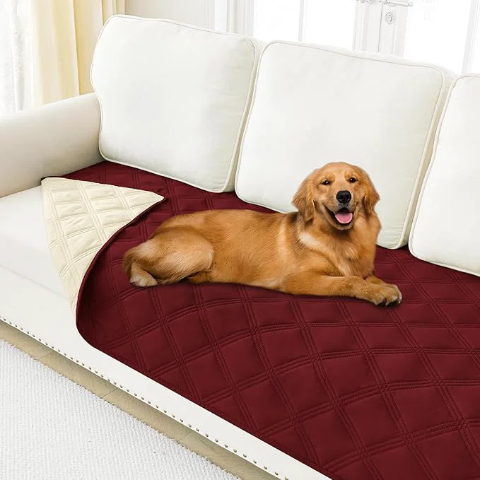 Effective Smiry Waterproof Dog Bed Cover Blanket 40x80 Soft Reversible Pet Blanket Washable Leakproof Cats Dogs Couch Cover for Sofa Couch Furniture Lattice Wine Red BeigeAbout ThisOverview Comfortable