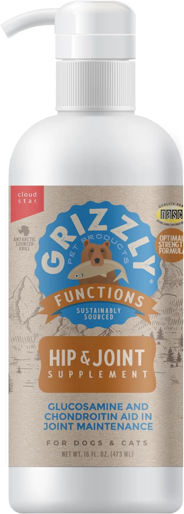Sustainable GRIZZLY PET PRODUCTS Joint Aid Liquid Hip and Joint Health Supplement Product for Dogs and Cats 16 OunceAbout This Pure