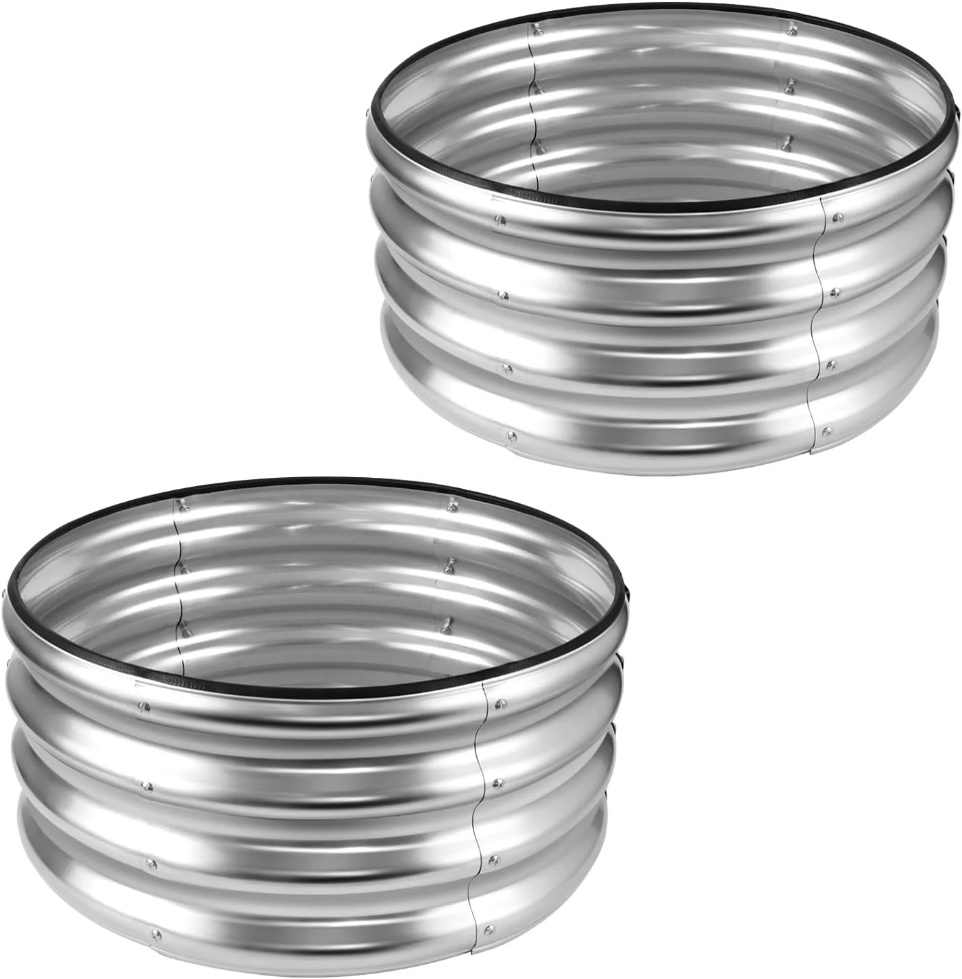 Original JERIA Raised Garden Bed Galvanized Raised 2 PCS 2×2×1ft Planter Boxes Outdoor with Easy Assembly Round Garden Bed for Vegetables Fruits Flowers Functional