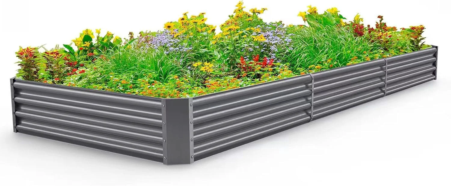 Enhanced Land Guard 12×4×1ft Galvanized Raised Garden Bed Kit for Vegetables Galvanized Super Large Metal Planter Raised Garden Boxes Outdoor 359 Gallon Capacity（Grey）… Prestigious
