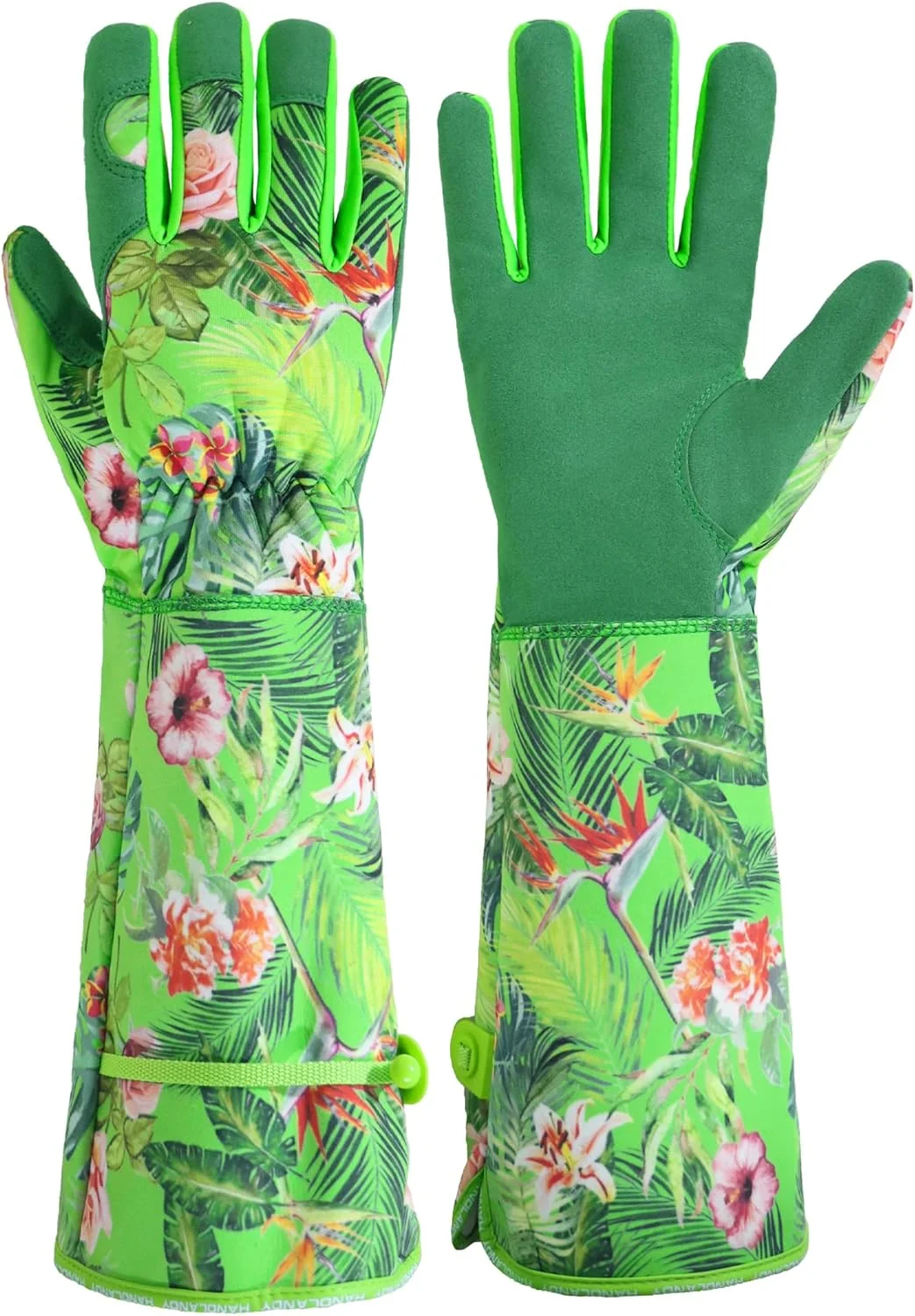 Certified HANDLANDY Women Gardening Gloves Thorn Proof Breathable Ladies Rose Pruning Long Gauntlet Floral Print Garden Yard Gloves Gift for Gardeners Green M Recyclable