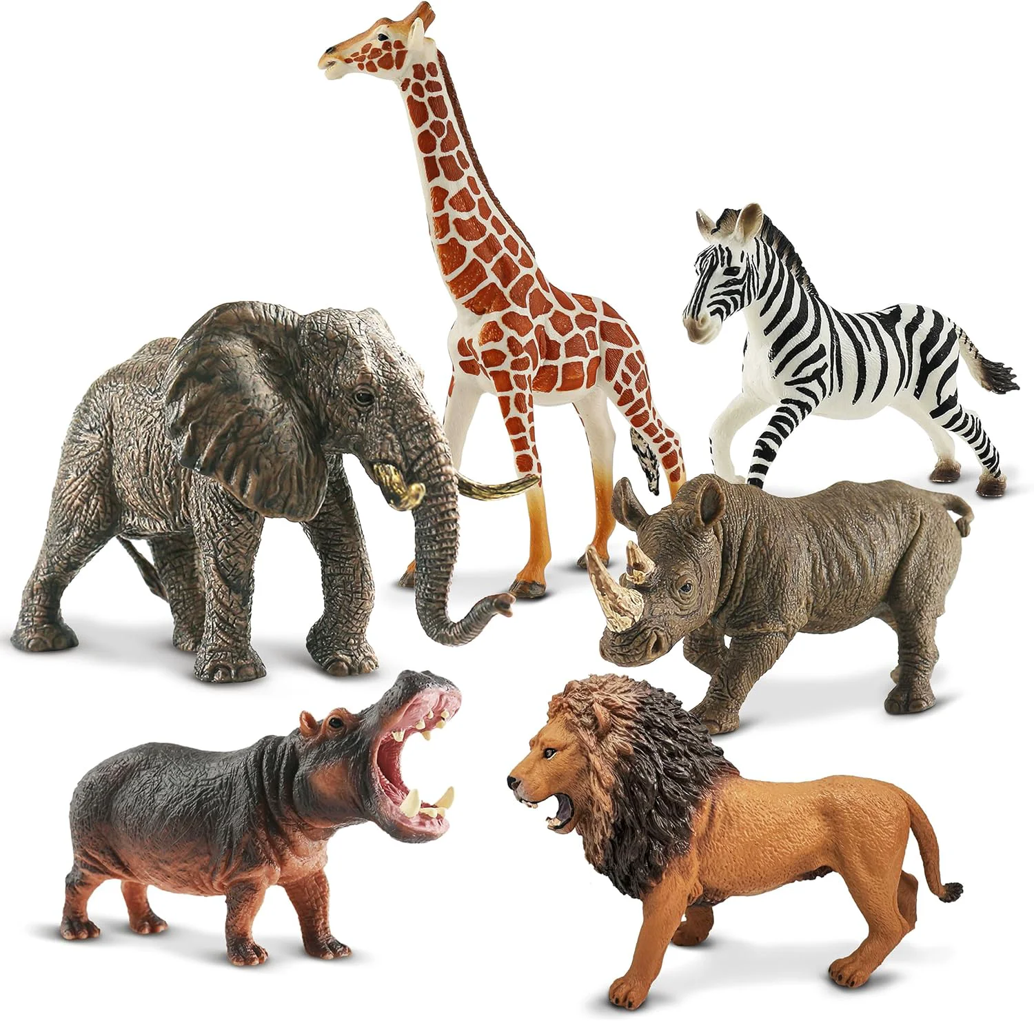 Recyclable 6PCS Safari Animal Figure Toys for Kids 3-5 istic Plastic Jungle Animal Figurines African Wildlife Learning Toys for Kids Boys Girls Toddlers Pure