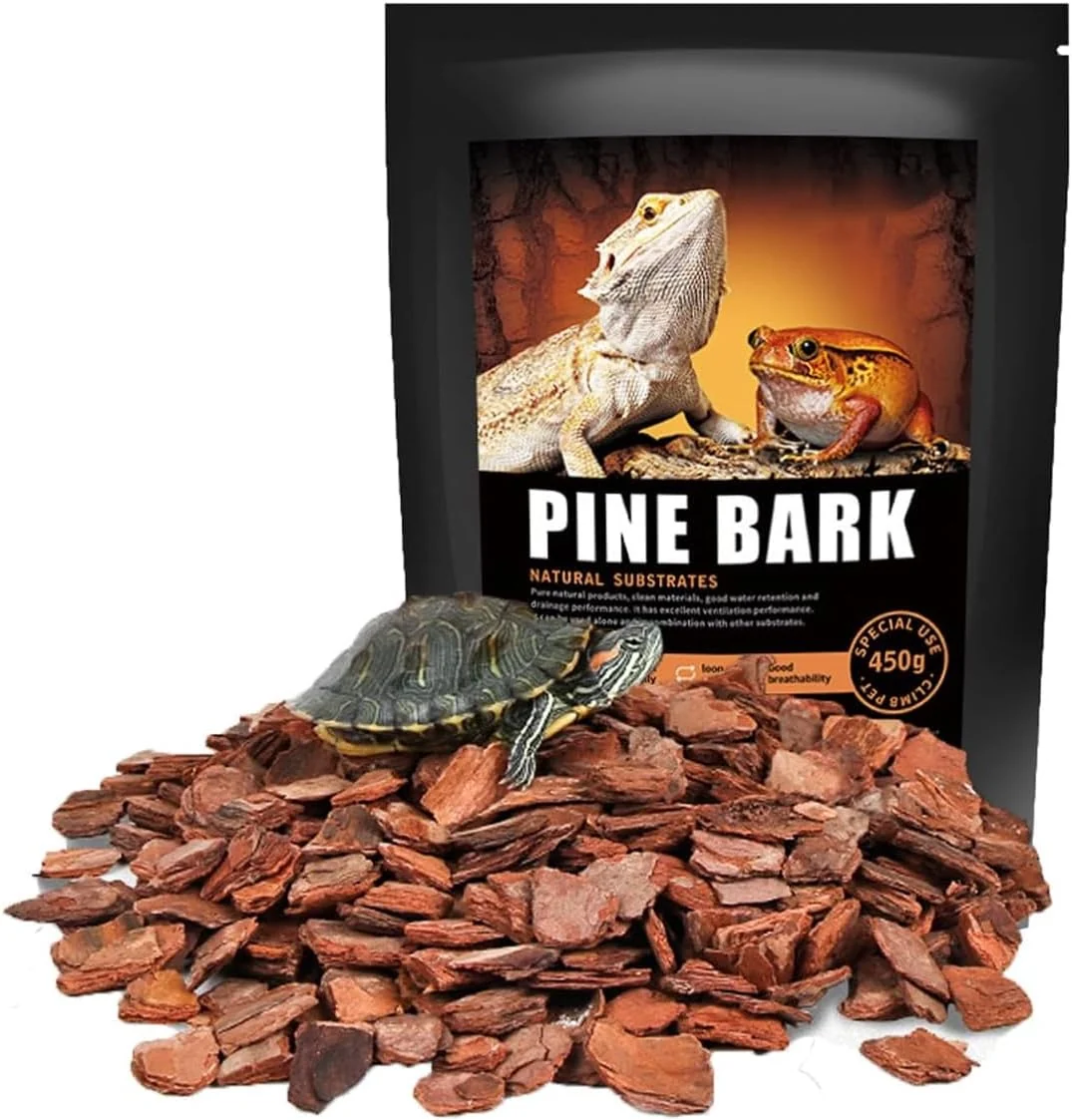 Innovative BNOSDM Reptile Cork Bark Substrate Bedding Tortoise Natural Cork Wood Chips Reptile Breeding Bedding Habitat Decor for Ball Python Lizard Snake Spiders Geckos Bearded Dragons Hermit Crabs （0.99LB） Green