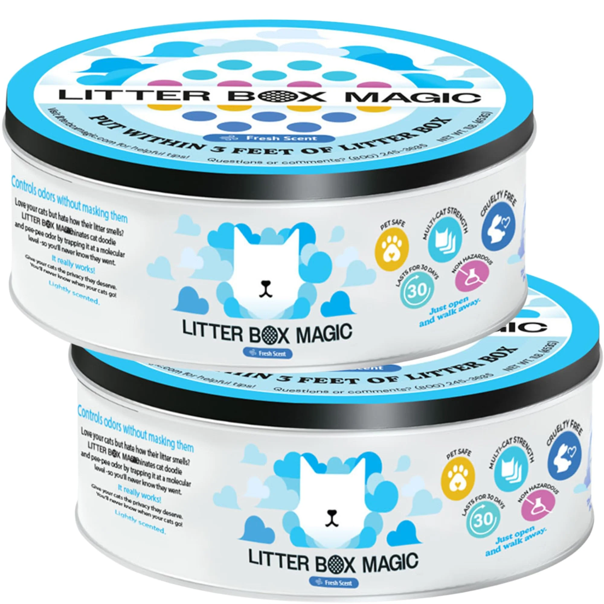 Classic Litter Box Cat Litter Deodorizer Jar Pack of 2 – Unscented Gel Odor Absorber 16 oz Each Up to 30-Day Odor Control Consistent