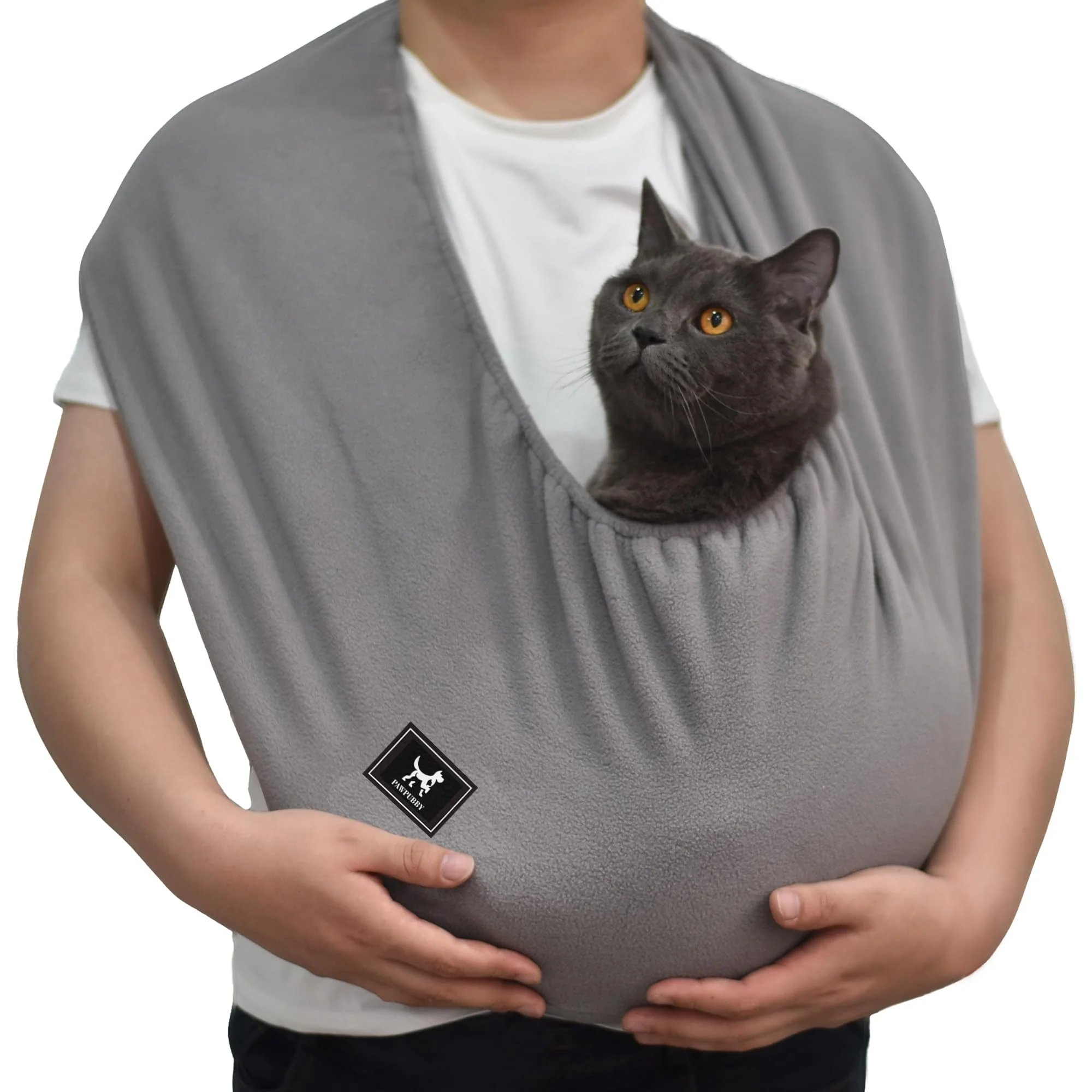 Safe PAWPUBBY Cat Sling Carrier Critter Cuddler – Indoor Hands- Cozy Cuddle Bag for Cats Small Pets Dark Gray Medium Elegant