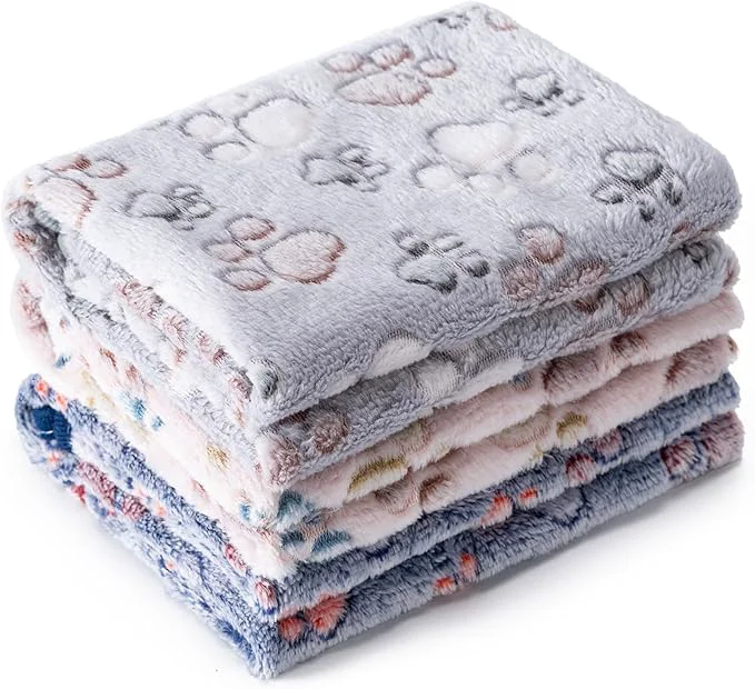 Carefully Designed 1 Pack 3 Blankets Super Soft Fluffy Premium Fleece Pet Blanket Flannel Paw Flexible